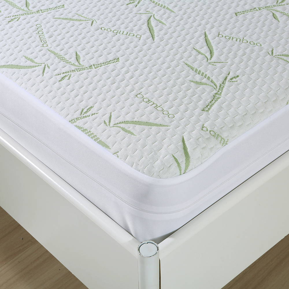 带拉链的竹床垫保护器 - 100％防水和臭虫大号的冷却床垫盖 - 超柔软的jacquard织物透气噪音无噪音床垫盖 - 拉链床垫Encasem