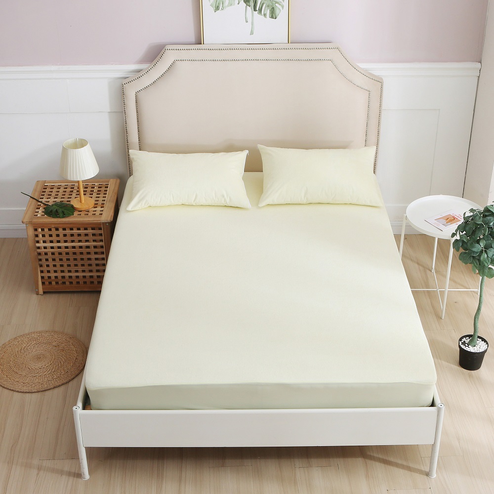 浅黄色毛巾布床笠