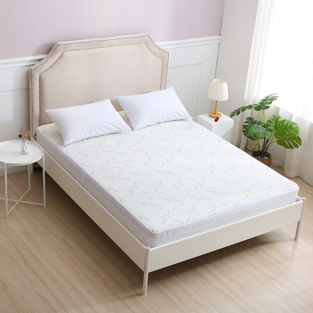 带拉链的竹床垫保护器 - 100％防水和臭虫大号的冷却床垫盖 - 超柔软的jacquard织物透气噪音无噪音床垫盖 - 拉链床垫Encasem